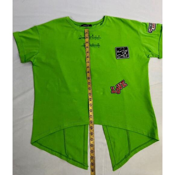 Vintage Y2K Neon Green Cutout Cotton Top Punk Retro Dopamine Size 2 Angie - Picture 5 of 10